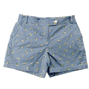 Brooks Brothers Womens Blue White Striped Yellow Floral Chino Shorts Size 8